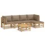 6-piece bamboo garden furniture set with taupe gray cushions by vidaXL, Garden sets - Ref: Foro24-3155136, Price: 622,69 €, D...