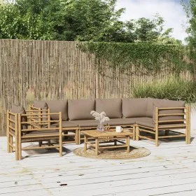 7-piece bamboo garden furniture set with taupe gray cushions by vidaXL, Garden sets - Ref: Foro24-3155141, Price: 846,25 €, D...
