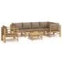 Set de muebles de jardín 7 piezas bambú y cojines gris taupe de vidaXL, Conjuntos de jardín - Ref: Foro24-3155141, Precio: 84...