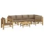 Set de muebles de jardín 7 piezas bambú y cojines gris taupe de vidaXL, Conjuntos de jardín - Ref: Foro24-3155141, Precio: 84...