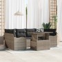 Conjunto de sofá de jardín con cojín 7 pcs Gris Poliratán