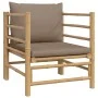 Set de muebles de jardín 7 piezas bambú y cojines gris taupe de vidaXL, Conjuntos de jardín - Ref: Foro24-3155141, Precio: 84...