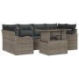 Conjunto de sofá de jardín con cojín 7 pcs Gris Poliratán