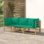 Set de muebles de jardín 3 piezas bambú con cojines verde de vidaXL, Conjuntos de jardín - Ref: Foro24-3155151, Precio: 262,6...