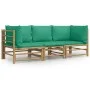 Set de muebles de jardín 3 piezas bambú con cojines verde de vidaXL, Conjuntos de jardín - Ref: Foro24-3155151, Precio: 262,6...