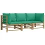 Set de muebles de jardín 3 piezas bambú con cojines verde de vidaXL, Conjuntos de jardín - Ref: Foro24-3155151, Precio: 262,6...