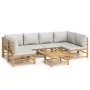 Garden furniture set 7 pieces bamboo and light gray cushions by vidaXL, Garden sets - Ref: Foro24-3155102, Price: 704,87 €, D...