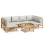 Gartenmöbel-Set 7-teilig aus Bambus und hellgrauen Kissen von vidaXL, Gartensets - Ref: Foro24-3155102, Preis: 711,82 €, Raba...