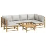 Garden furniture set 7 pieces bamboo and light gray cushions by vidaXL, Garden sets - Ref: Foro24-3155102, Price: 704,87 €, D...