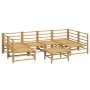 Garden furniture set 7 pieces bamboo and light gray cushions by vidaXL, Garden sets - Ref: Foro24-3155102, Price: 704,87 €, D...