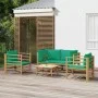 Set de muebles de jardín 5 piezas bambú con cojines verde de vidaXL, Conjuntos de jardín - Ref: Foro24-3155153, Precio: 404,9...