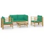 5-teiliges Gartenmöbel-Set aus Bambus mit grünen Kissen von vidaXL, Gartensets - Ref: Foro24-3155153, Preis: 410,47 €, Rabatt: %