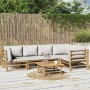 6-teiliges Gartenmöbel-Set aus Bambus mit hellgrauen Kissen von vidaXL, Gartensets - Ref: Foro24-3155105, Preis: 598,26 €, Ra...