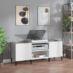 Mueble para discos madera contrachapada blanco 121x38x48 cm