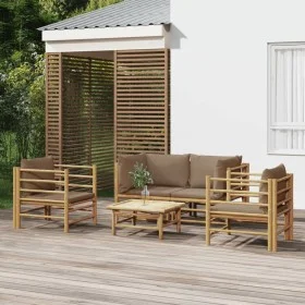 5-piece bamboo garden furniture set with taupe gray cushions by vidaXL, Garden sets - Ref: Foro24-3155121, Price: 498,46 €, D...