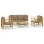 5-piece bamboo garden furniture set with taupe gray cushions by vidaXL, Garden sets - Ref: Foro24-3155121, Price: 498,42 €, D...