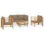 5-teiliges Gartenmöbel-Set aus Bambus mit taupegrauen Kissen von vidaXL, Gartensets - Ref: Foro24-3155121, Preis: 504,99 €, R...