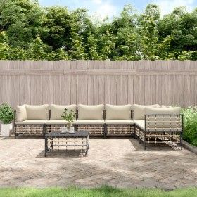 Garden furniture set 8 pieces and anthracite PE rattan cushions by vidaXL, Outdoor sofas - Ref: Foro24-3186762, Price: 650,93...