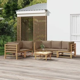 6-piece bamboo garden furniture set with taupe gray cushions by vidaXL, Garden sets - Ref: Foro24-3155122, Price: 664,88 €, D...