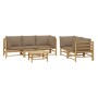 6-teiliges Gartenmöbel-Set aus Bambus mit taupegrauen Kissen von vidaXL, Gartensets - Ref: Foro24-3155122, Preis: 676,49 €, R...