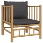 Gartensofa aus Bambus mit dunkelgrauen Kissen von vidaXL, Modulare Sofas für den Außenbereich - Ref: Foro24-362311, Preis: 15...