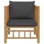 Gartensofa aus Bambus mit dunkelgrauen Kissen von vidaXL, Modulare Sofas für den Außenbereich - Ref: Foro24-362311, Preis: 15...