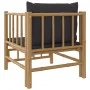 Gartensofa aus Bambus mit dunkelgrauen Kissen von vidaXL, Modulare Sofas für den Außenbereich - Ref: Foro24-362311, Preis: 15...
