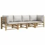 4-teiliges Gartenmöbel-Set Bambus und Kissen hellgrau von vidaXL, Gartensets - Ref: Foro24-3155088, Preis: 443,32 €, Rabatt: %