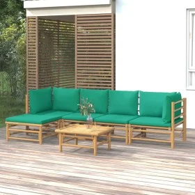 6-piece bamboo garden furniture set with green cushions by vidaXL, Garden sets - Ref: Foro24-3155148, Price: 416,42 €, Discou...