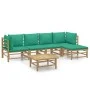 6-piece bamboo garden furniture set with green cushions by vidaXL, Garden sets - Ref: Foro24-3155148, Price: 415,79 €, Discou...
