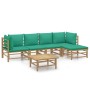 6-teiliges Gartenmöbel-Set aus Bambus mit grünen Kissen von vidaXL, Gartensets - Ref: Foro24-3155148, Preis: 420,78 €, Rabatt: %