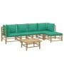 6-piece bamboo garden furniture set with green cushions by vidaXL, Garden sets - Ref: Foro24-3155148, Price: 415,79 €, Discou...
