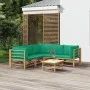 Set de muebles de jardín 6 piezas bambú con cojines verde de vidaXL, Conjuntos de jardín - Ref: Foro24-3155156, Precio: 460,4...