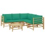 6-piece bamboo garden furniture set with green cushions by vidaXL, Garden sets - Ref: Foro24-3155156, Price: 465,95 €, Discou...
