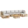 8-piece garden furniture set made of bamboo with light gray cushions by vidaXL, Garden sets - Ref: Foro24-3155110, Price: 785...
