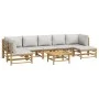 8-piece garden furniture set made of bamboo with light gray cushions by vidaXL, Garden sets - Ref: Foro24-3155110, Price: 785...