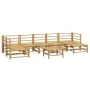 Set de muebles de jardín 8 piezas bambú y cojines gris claro de vidaXL, Conjuntos de jardín - Ref: Foro24-3155110, Precio: 78...