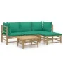 Set de muebles de jardín 5 piezas bambú con cojines verde de vidaXL, Conjuntos de jardín - Ref: Foro24-3155146, Precio: 346,5...