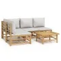 5-piece garden furniture set made of bamboo with light gray cushions by vidaXL, Garden sets - Ref: Foro24-3155106, Price: 485...