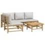 5-piece garden furniture set made of bamboo with light gray cushions by vidaXL, Garden sets - Ref: Foro24-3155106, Price: 485...