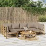 7-teiliges Gartenmöbel-Set aus Bambus mit taupegrauen Kissen von vidaXL, Gartensets - Ref: Foro24-3155134, Preis: 880,01 €, R...