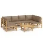 7-piece bamboo garden furniture set with taupe gray cushions by vidaXL, Garden sets - Ref: Foro24-3155134, Price: 861,53 €, D...