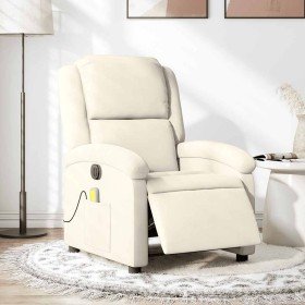 Sillón reclinable de masaje eléctrico terciopelo color crema en Sillones | Comprar online en Foro24
