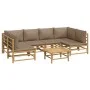 7-piece bamboo garden furniture set with taupe gray cushions by vidaXL, Garden sets - Ref: Foro24-3155134, Price: 861,53 €, D...