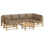 7-teiliges Gartenmöbel-Set aus Bambus mit taupegrauen Kissen von vidaXL, Gartensets - Ref: Foro24-3155134, Preis: 880,01 €, R...