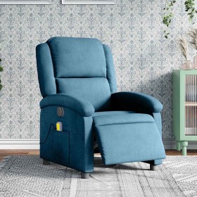 Sillón reclinable de masaje eléctrico terciopelo azul