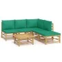 6-piece bamboo garden furniture set with green cushions by vidaXL, Garden sets - Ref: Foro24-3155167, Price: 411,96 €, Discou...