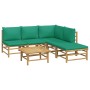 6-teiliges Gartenmöbel-Set Bambus mit grünen Kissen von vidaXL, Gartensets - Ref: Foro24-3155167, Preis: 417,60 €, Rabatt: %