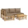 5-teiliges Gartenmöbel-Set Bambus und Kissen taupegrau von vidaXL, Gartensets - Ref: Foro24-3155138, Preis: 584,61 €, Rabatt: %