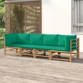 4-piece bamboo garden furniture set with green cushions by vidaXL, Garden sets - Ref: Foro24-3155152, Price: 332,28 €, Discou...